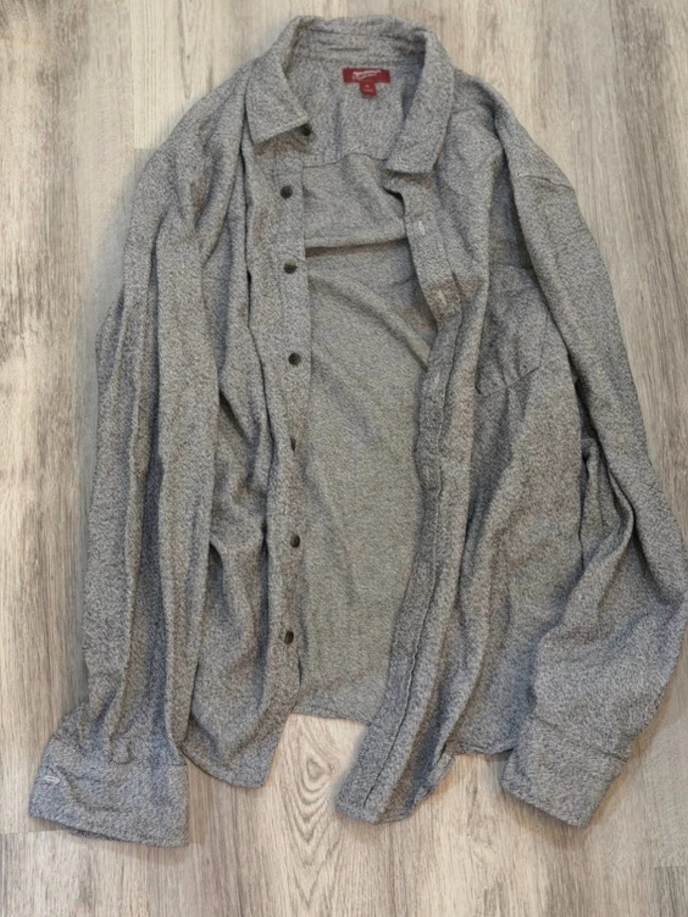 Men's Gray Button-Up Jacket Shirt - XL